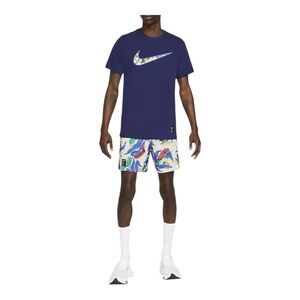 Nike Dri Fit Men's Running Shorts Size Medium White Multicoloured Drawstring
